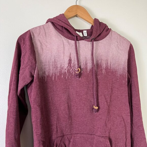 Ten Tree Graphic Forest Pullover Hooded Jacket Red Berry Women’s Size XS - Picture 3 of 11
